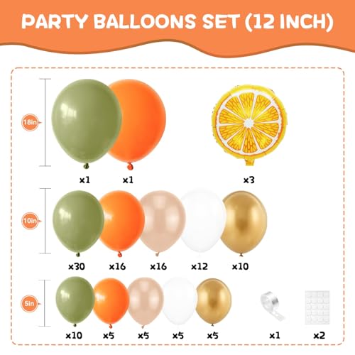 Image of Sage Green Orange Balloon Arch Kit, Green Orange Pastel Yellow Sand White and White Latex Balloons for Little Cute Autumn Fall Thankgivng Birthday Wedding Shower Anniversary