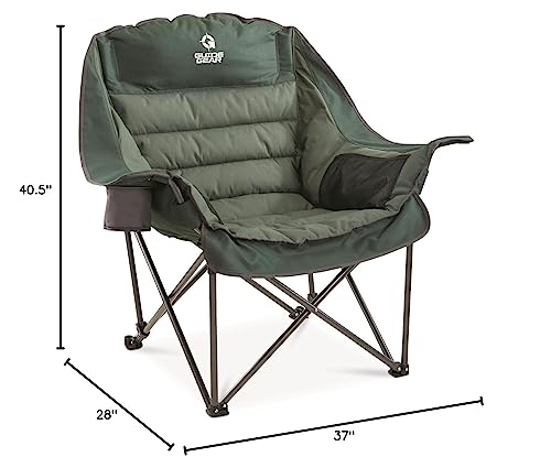 Guide Gear Oversized Extra Large Padded Camping Chair, Portable, Folding, Large Camp Lounge Beach Chairs for Outdoor, Adults, Men and Women, Heavy-Duty 400 Pound Capacity, with Cup Holder Green - Image 3
