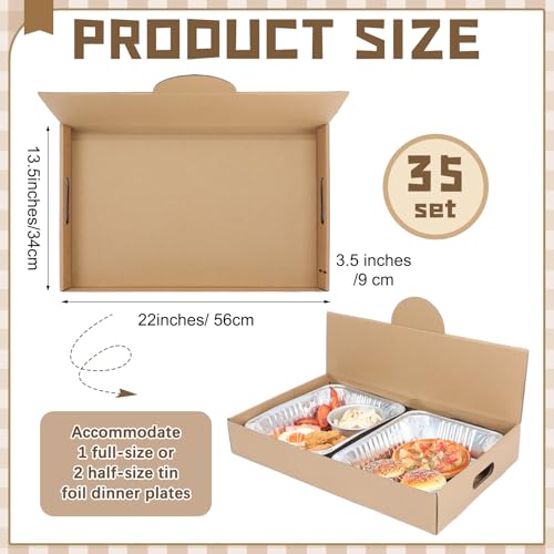Image of Fullhawl 35 Pack Pop-up Catering Box 22 x 13.5 x 3.5 Inch Kraft Corrugated Full Pan Catering Box Secure Stackable Food Delivery Container Bakery Storage Boxes for Party Theaters Stadiums