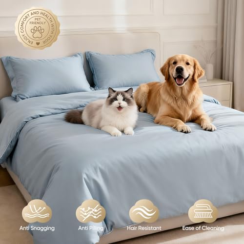 Image of 1200 Thread Count 100% Egyptian Cotton Sheets Bed Set for RV Camper,Thickness,Long-Lasting Durability,Resists Pilling,Deep Pocket Up to 18 inch,with a Laundry Bag (French Blue, Full)