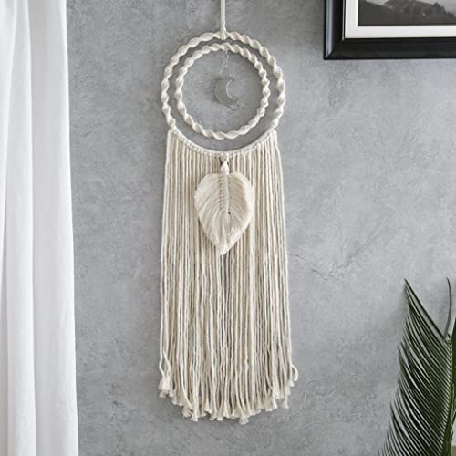 FAKEME Apanhadores de sonhos de algodão tecido à mão, apanhadores de sonho de folha de pena de macra