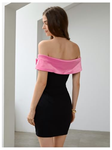 Image of Floerns Women's Off Shoulder Short Sleeve Mini Dress Bow Front Bodycon Dresses