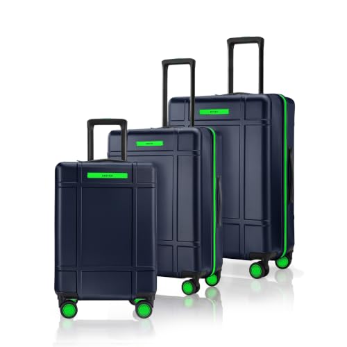 Image of SNITCH Blink 3Pc Set Blue Polycarbonate Hard Travel Suitcase - Suitcase for Travel Set of 3 & Luggage with 8 Wheels, Premium Lock, Wet & Dry Pouch & Free Shoe Bag