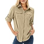 Women's UPF 50 Long Sleeve Sun Protection Shirts Safari Fishing Hiking