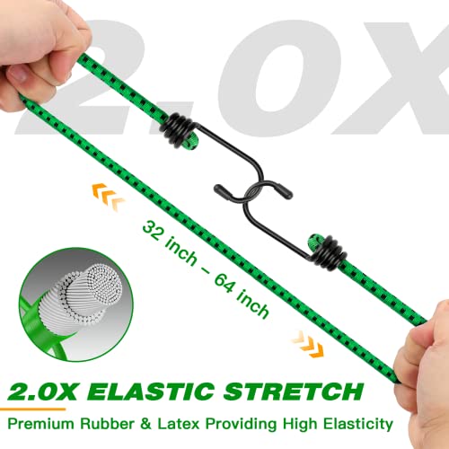 Premium Bungee Cords Heavy Duty Outdoor, 4 Packs 32 Inch Bungee Cords With Hooks Heavy Duty, Bungie Cord Straps For Projects Around The House, Camping, Car, Truck, Tents, Bungee Cords Assorted Sizes #TOP4