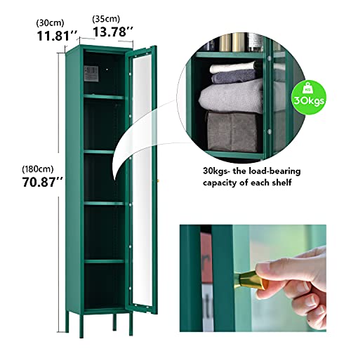 Ironmix Metal Tall Cabinet, Narrow Bathroom Storage (Green With Single Door) #TOP2