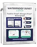 Waterproof Duvet Cover or Waterproof Blanket Cover-Dust, Pet Dander, Feather, Pollen & Allergy Control Duvet Protector (Full/Queen 86x86)