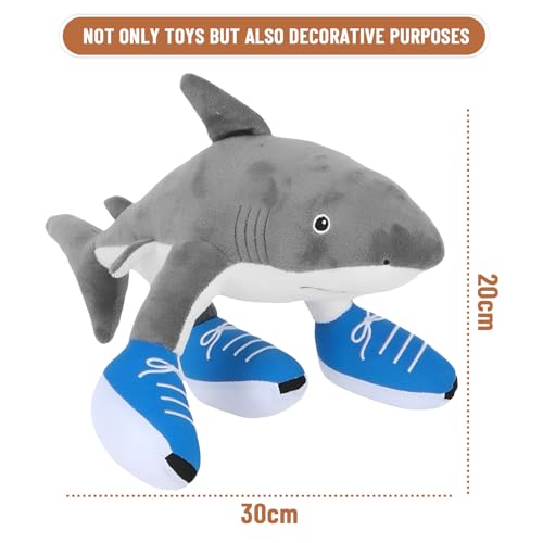 Ajuanbazha Tralalero Tralala Hai Plüschtier, Lustige Italian Brainrot Meme Figur mit Sneakers, Weiches Kuscheltier Spielzeug für Kinder & Erwachsene, Geschenkidee für Fans (A)