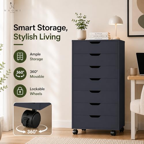 Image of Naomi Home Multi-Drawer Storage Cabinet with 7 Drawers, Compact Organizer for Living Spaces & Home Storage