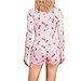 TOISHOLI Women V Neck Shorts Jumpsuit Butt Flap Bodycon Romper Overall Sleepwear Printed Pajama Long Sleeve Bodysuit(Print Pink, L)