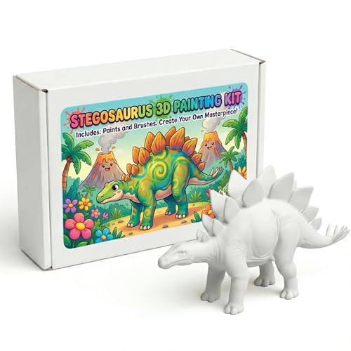 Image of Unscroo DIY 3D Model Painting Kits - Dinosaurs, Ice Age Animals & Unicorns - 3D Printed Art & Craft Hobby Gift for Kids, Teens & Adults - Return Gift Sets (Stegosaurus Single)