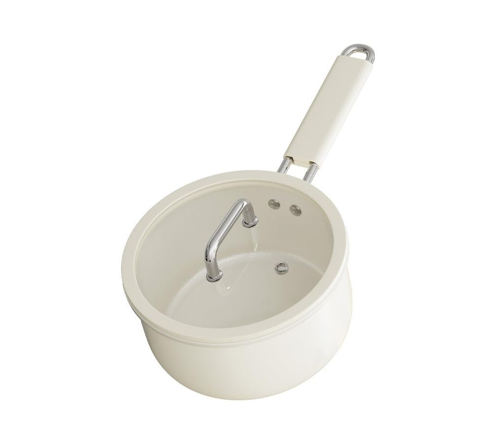Double-sided ceramics pot for cooking with Lid 1.9 QT Cooking Pot,small pots for cooking ceramic pans for cooking non toxic, PTFE & PFOA Free Compatible with All Cooktops(Diameter 16 cm/1.9 quarts)