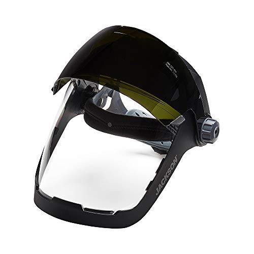 Flash Deals - 50% OFF Jackson Safety QUAD500 Face Shield with Shade 5 IR Welding Visor, Ratcheting, Clear Tint, Anti-Fog Coating, Black, 14230 Flash Deals - 50% OFF Jackson Safety QUAD500 Face Shield with Shade 5 IR Welding Visor, Ratcheting, Clear Tint, Anti-Fog Coating, Black, 14230