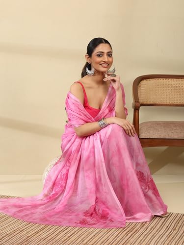 Image of Garden Vareli Floral Print Chiffon Saree