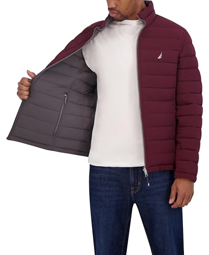 Image of Nautica Men's Reversible Quilted Puffer Jacket -Midweight Mechanical Stretch Winter Coat