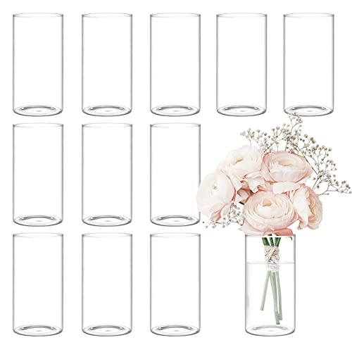 Merkaunis 12 Pack Glass Cylinder Vase, 6 Inches Tall Clear Glass Cylinder Vases, Floating Candle Holder Vase For Home Decor (Frosted) #TOP25