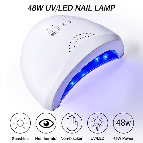 Fornetto Unghie LED Professionale 48W - Lampada UV per Asciugare Smalto Semipermanente - Sensore Avvio Automatico, 3 Timer Impostabili (5S, 30S, 60S) - Perfetto per Manicure e Pedicure 