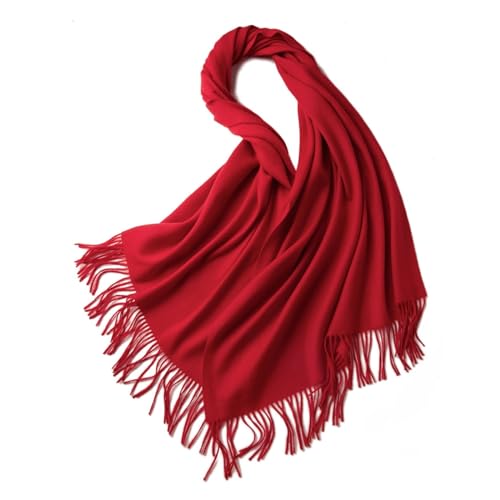 Écharpe en laine pour femme rouge 200x70cm grand format d'hiver