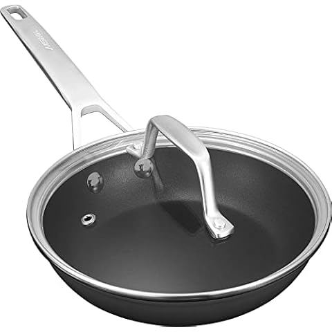 MSMK 18cm Small Omelette Nonstick Frying Pan with Lid,Eggs Omelette Burnt Also Non Stick,Induction Pan Suitable for All Stoves, Oven Safe to 371℃, Dishwasher Safe,PFOA and PTFE Free Cover
