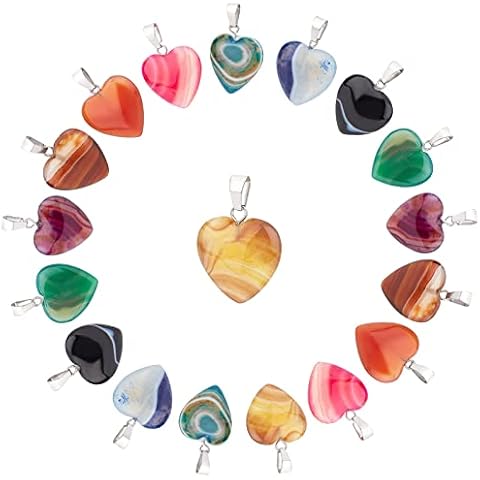 SUNNYCLUE 1 Box 9 Stile 18 Stück Herz-Stein-Charms Heilkristalle Anhänger Reiki Chakra Edelsteinperlen Cover