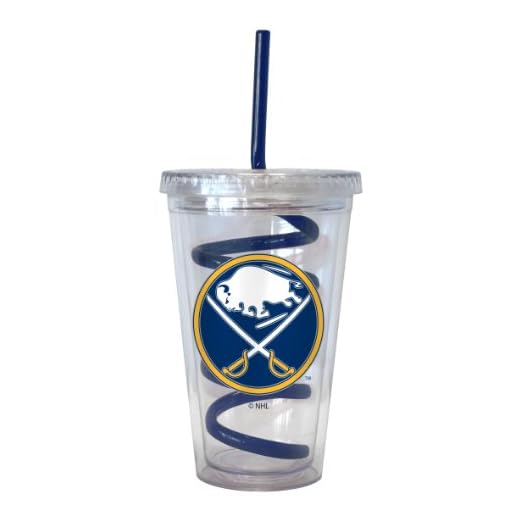 NHL Buffalo Sabres Tumbler with Swirl Straw, 16-ounce
