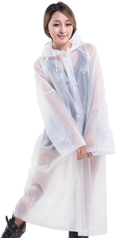 Boolavard Adult Unisex Reusable Waterproof Rain Coat Portable Rain Jacket Poncho for Outdoor 150 * 65cm (UK Alpha One Size Regular Regular Transparent)