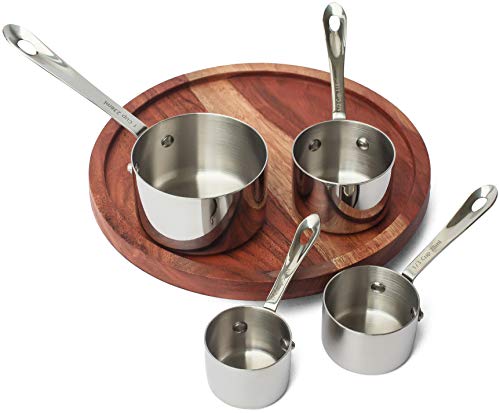Heavy Duty Professional 10-Pc Stainless Steel Measuring Cups And Spoons Set With Riveted Handles, Polished Stackable Measuring Cup And Measuring Spoon, Thick Gauge Steel, Built To Last A Lifetime #TOP1