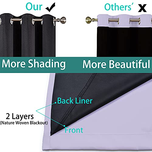 Image of Yakamok 63 Inch Length 100% Blackout Curtains for Bedroom, 2 Thick Layers Thermal Insulated Grommet Total Blackout Drapes with Black Liner for Living Room (42Wx63L,Lilac, 2 Panels)