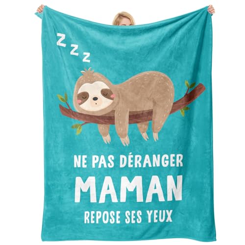Einanmut Cadeau Anniversaire Maman, Cadeau Jeune Maman, Couverture avec Un Motif de Paresseux Endormi, Cadeax Noël/Fête des Mères, Cadex de Couverture pour Mère - 60 * 50in