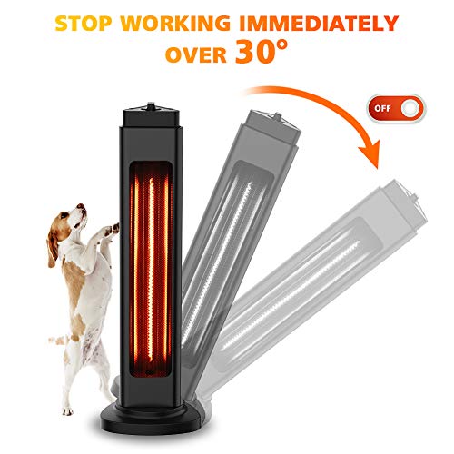 1500W Infrared Outdoor Heater, Patio Tower Heater with Oscillation Function, Tip-Over Protection & Hidden Simple Handle, Super Quiet Infrared Patio Space Heater