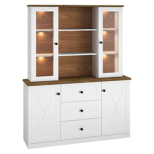 Lomadox Buffetschrank im Landhaus Design inkl. LED Beleuchtung in weiß...