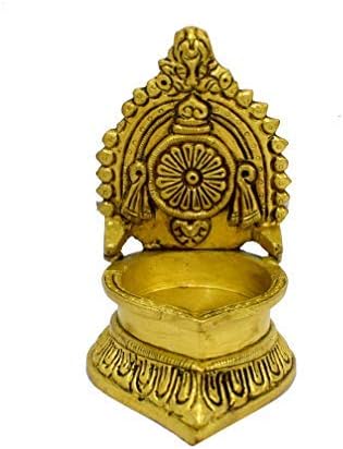 phareLamp Presents 4.5" Genuine Brass Table Diya 480 Grams | Deepak | Deepam Oil Lamp in Black Antique Finished for Home Temple Akhand Puja Articles Decor Gifts #A202