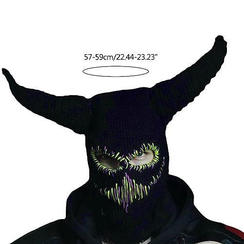 Bonnet cornes de diable avec masque de ski pour un style d'Halloween unique - 5