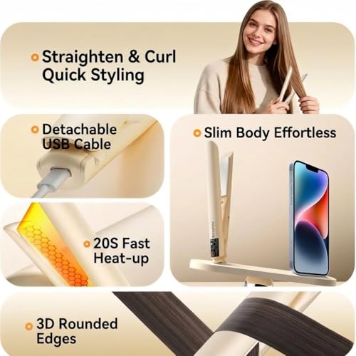 Plancha para Cabello Eléctrica Mini Compacta con USB miniatura 2