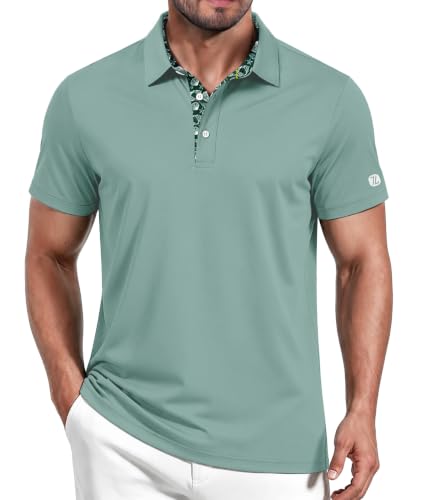 Image of ZITY Golf Shirts for Men Short Sleeve Moisture Wicking Solid Performance Designed Print Collared Casual Polo Shirt