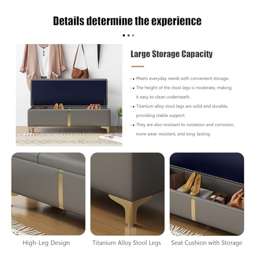 Banc ottoman de bout de lit pour ranger les couvertures facilement - 7