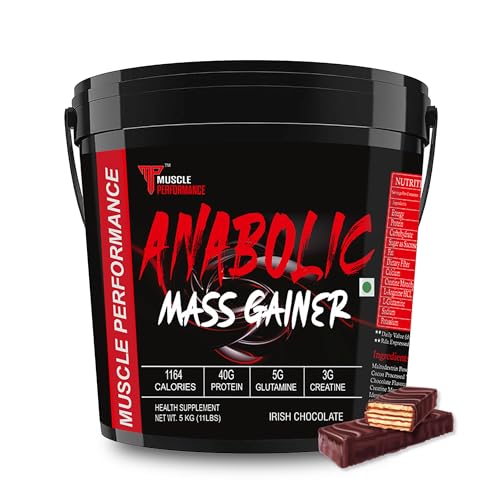 Image of Anabolic Mass Gainer, 5kg Irish Chocolate | High Protein High Carbs, 40g Protein, 1164 Calories, 3g Creatine, Added Vitamins, Probiotics & Enzymes