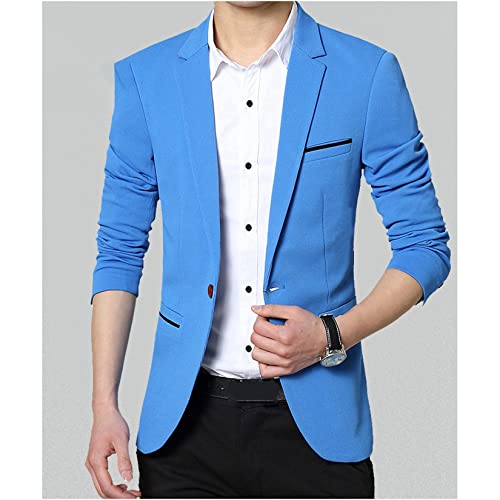 Dawwoti Blazer masculino plus size slim fit jaqueta de smoking de casamento casual para negócios, Az