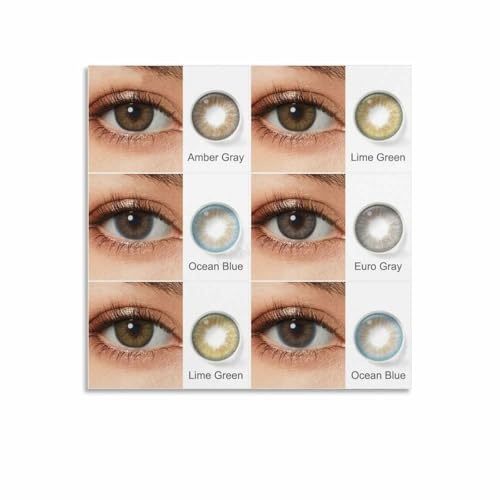 Multiple Color Contact Lens Guide Poster Beauty Salon Decoration Wall (12) Canvas Painting Wall Art Poster for Bedroom Living Room Decor 12x12inch(30x30cm) Unframe-style