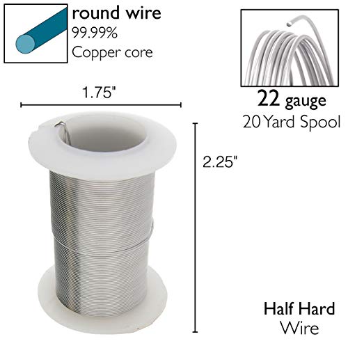 Image of The Beadsmith Wire Elements 22-Gauge Lacquered Tarnish-Resistant Copper Wire for Jewelry Making, 20 Yard, 18.29 Meter Spool (Titanium Color)