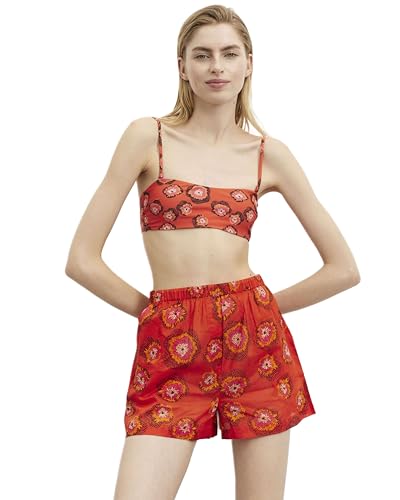 Short de plage imprimé floral Jacaranda rouge pour vos vacances au soleil