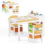 Kinder King Kids Art Table & Chair Set, Wood Toddler...