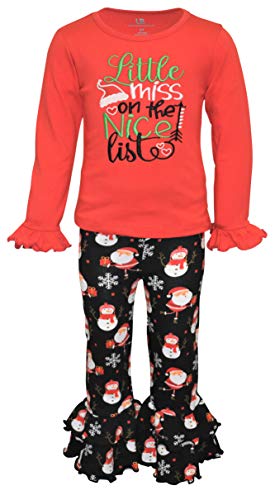 Image of Unique Baby Girls Little Miss Nice List Christmas Pant Set