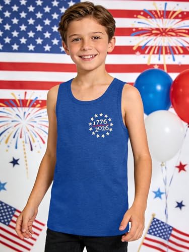 Image of Ithalt Girls 4th of July Tank Top for Kids Boys USA Patriotic Shirt American Flag Tshirt Red White and Blue Sleeveless