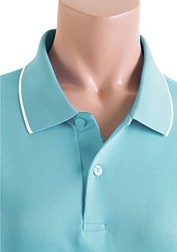Clovery Women's Active Wear Quick Drying Short Sleeve 2-Button Polo Shirt Aqua 3Xl #TOP3