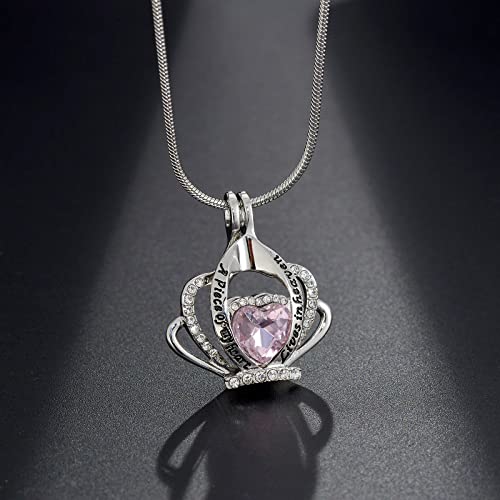 MeiceM Crystals Cremation Jewelry for Ashes A piece of my heart Live in heaven Crown Heart Memorial Urn Necklace Keepsake Pendant for Women Girl3