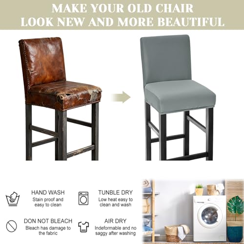 Image of Bar Stool Covers Counter Chair Slipcovers Set of 4,Light Grey | Stretch Barstool Seat Covers,Washable Removable Pub Tall Stool Slipcover,Bar Chair Cover for Kitchen Dining Room Cafe