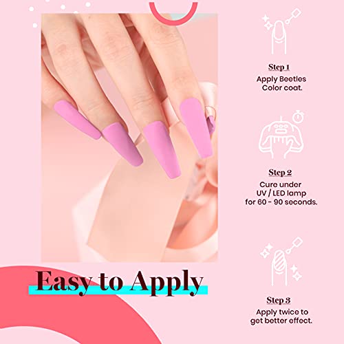 Image of Beetles Pink Gel Polish - Bright Summer 15ML /0.51Fl Oz, Light Pink Gel Nail Polish, Soak Off UV LED Lamp Nail Art, Long-Lasting Manicure Salon DIY Home Summer Nails