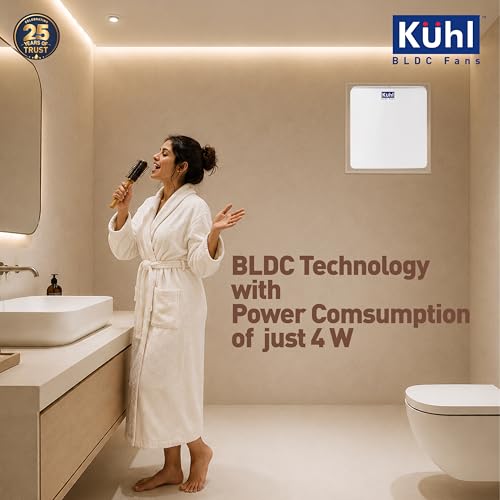 Image of KUHL Ventis 6 inch BLDC Ventilation /Exhaust Fan | 4W | 150mm Sweep | 2000 RPM | 245 CMH Air Delivery | High Air Flow & Low Noise | Ideal for Kitchen, Bathroom & Office | 5 Year Warranty | White