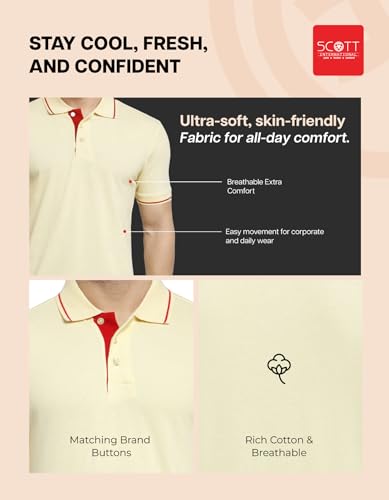 Image of Scott International Cotton Polo T Shirt | Collar Tshirts | Half Sleeves Plain T Shirt | T-Shirt |Tshirt for Men Stylish | Men's Tshirt